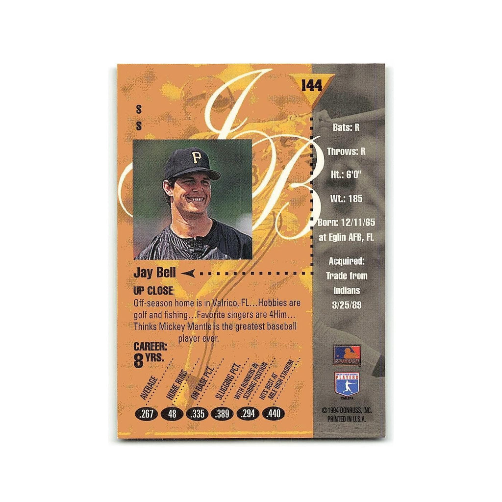 Jay Bell 1994 Studio #144 Pittsburgh Pirates Baseball Card NM