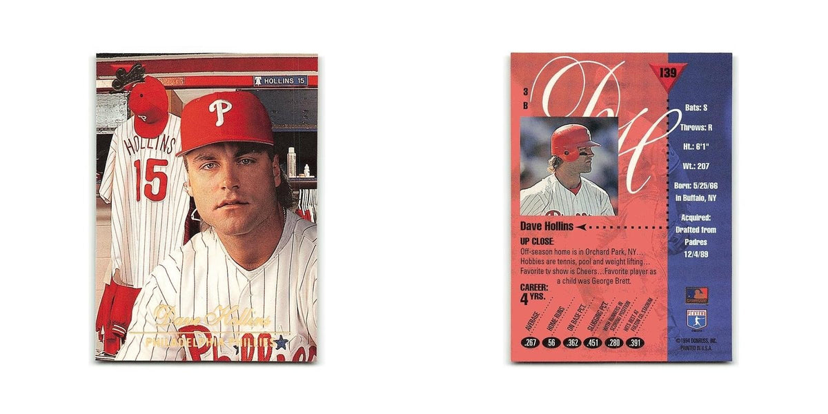 Dave Hollins 1994 Studio #139 Philadelphia Phillies Baseball Card NM