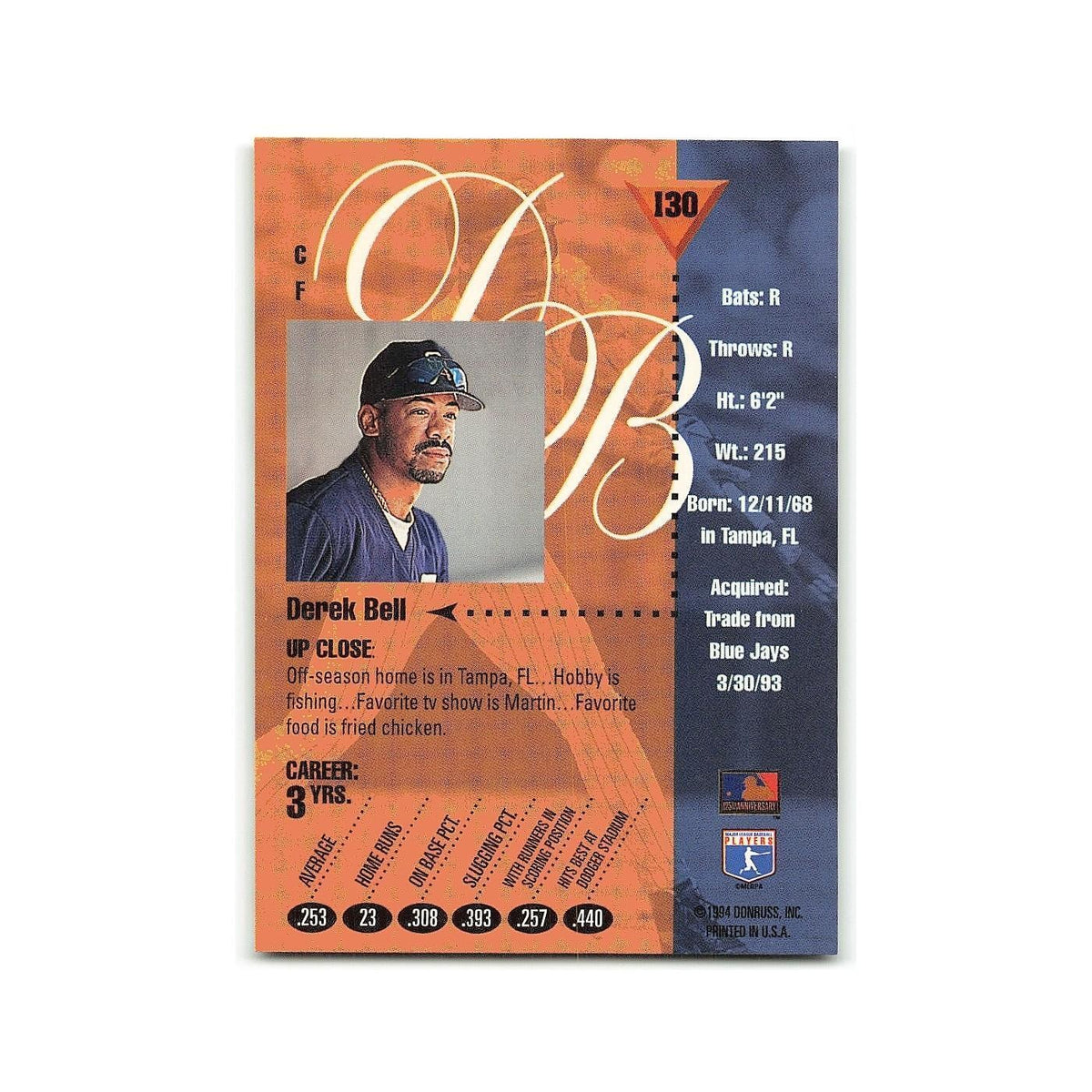 Derek Bell 1994 Studio #130 San Diego Padres Baseball Card NM