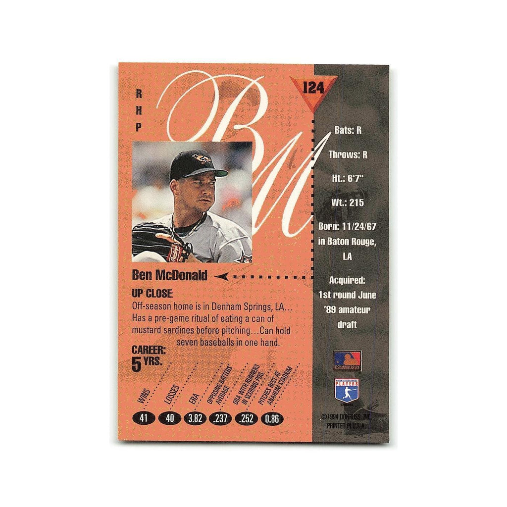 Ben McDonald 1994 Studio #124 Baltimore Orioles Baseball Card NM