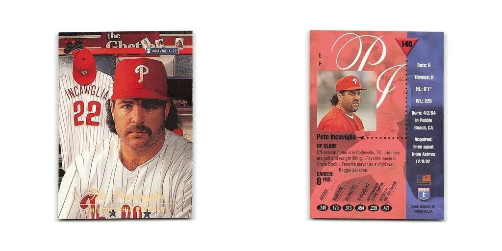 Pete Incaviglia 1994 Studio #140 Philadelphia Phillies Baseball Card NM
