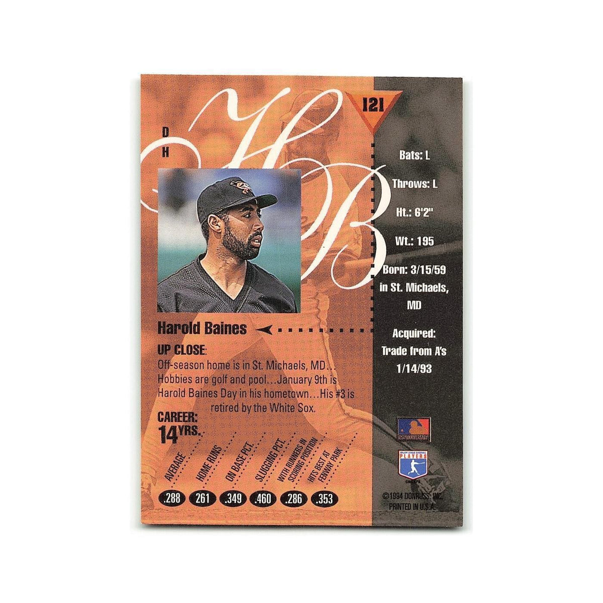Harold Baines 1994 Studio #121 Baltimore Orioles Baseball Card NM