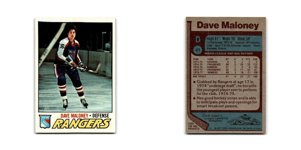 1977 Topps Dave Maloney New York Rangers #41