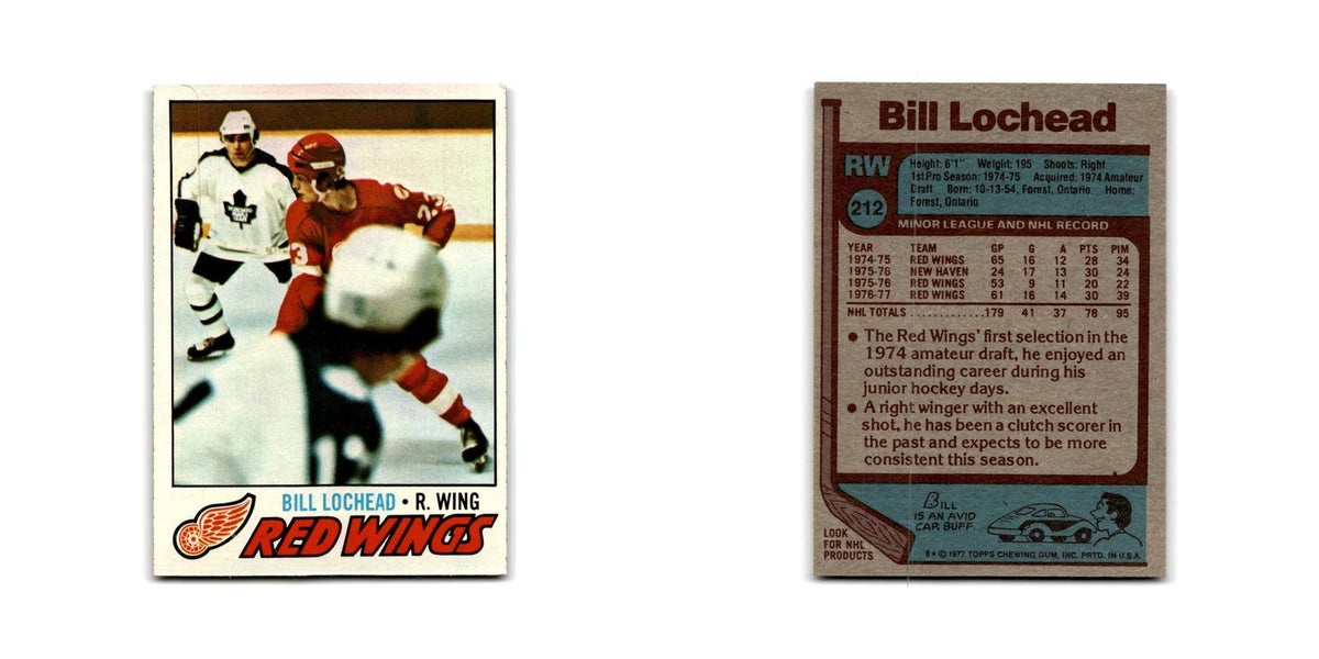 1977 Topps Bill Lochead Detroit Red Wings #212