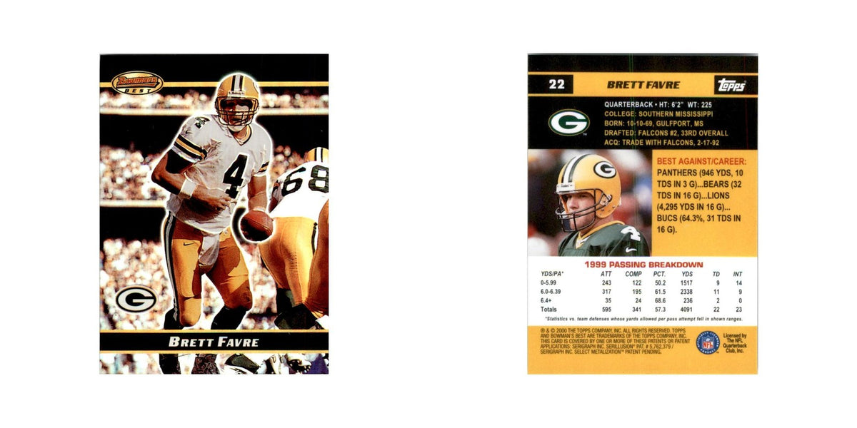 2000 Bowman's Best Brett Favre Football Cards #22