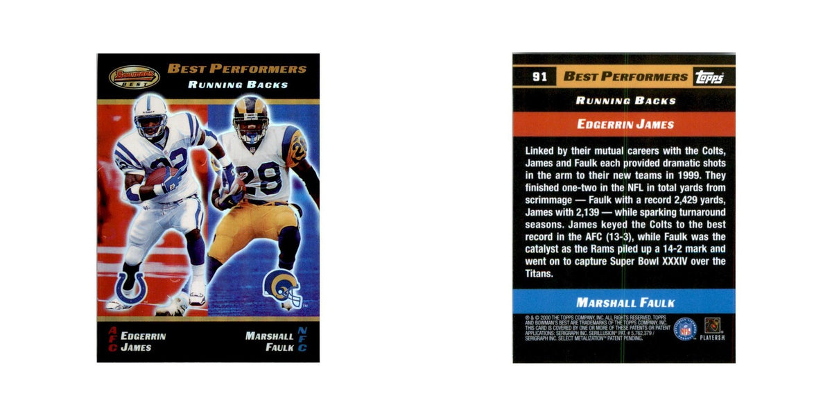 2000 Bowman's Best Edgerrin James/Marshall Faulk Football Cards #91