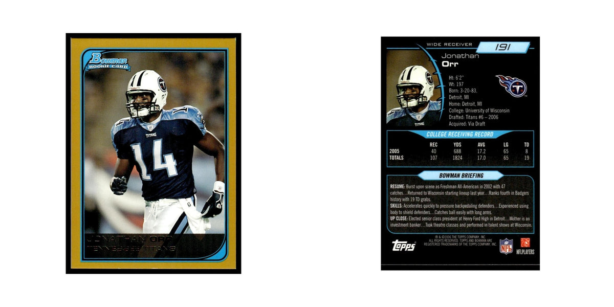 2006 Bowman Gold Jonathan Orr RC Titans #191