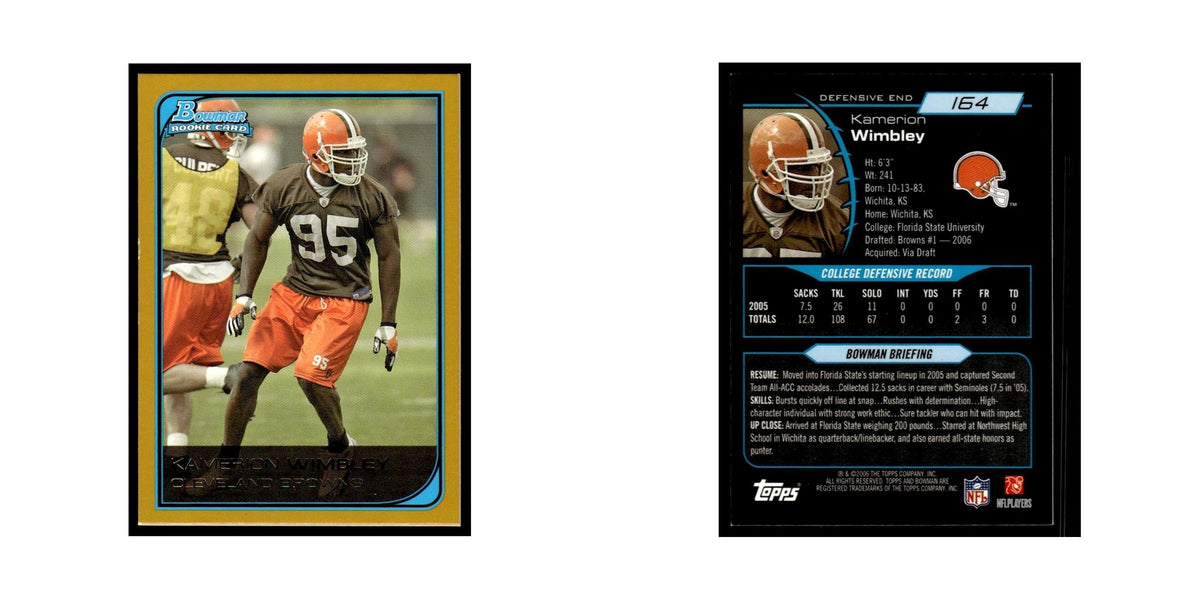2006 Bowman Gold Kamerion Wimbley RC Browns #164