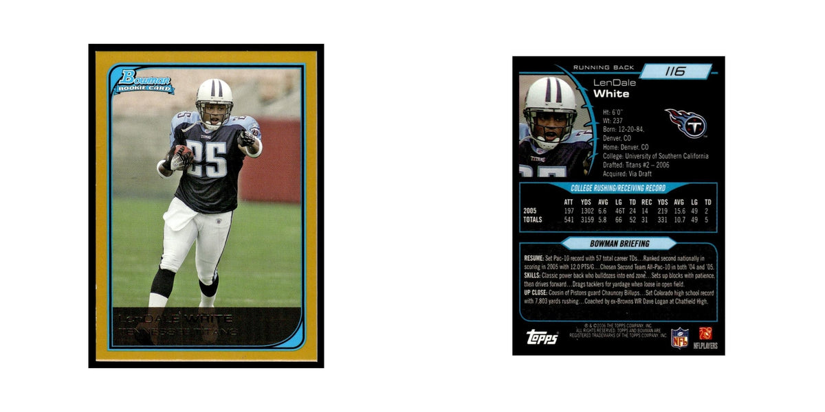2006 Bowman Gold LenDale White RC Titans #116