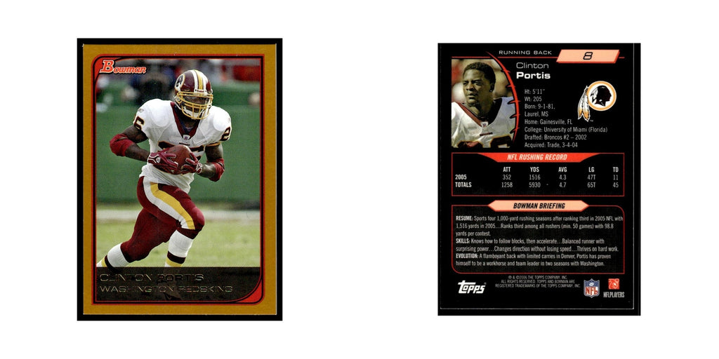 2006 Bowman Gold Clinton Portis Redskins #8