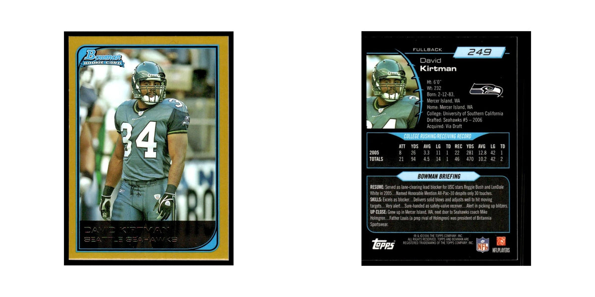 2006 Bowman Gold David Kirtman RC Seahawks #249