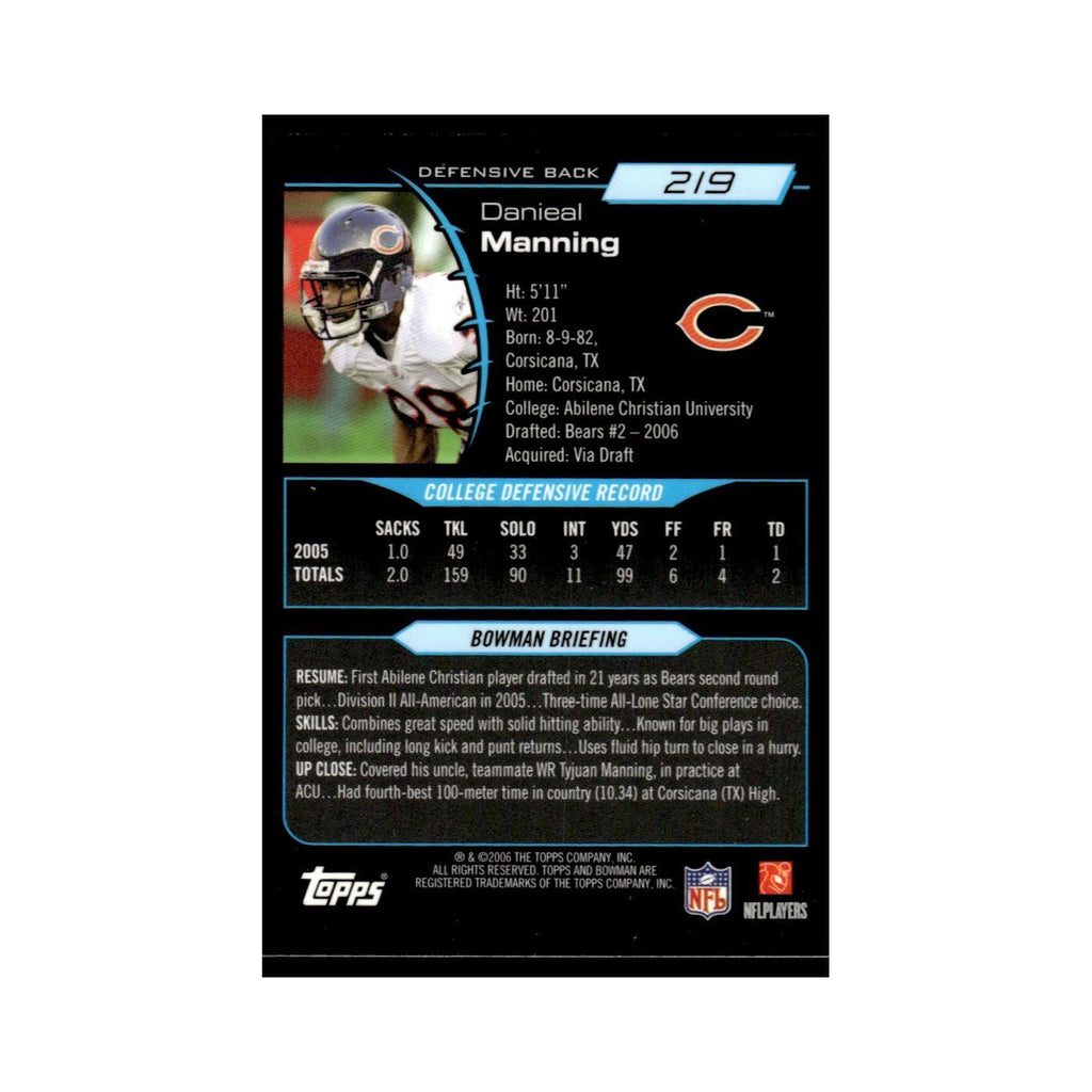 2006 Bowman Gold Danieal Manning RC Bears #219