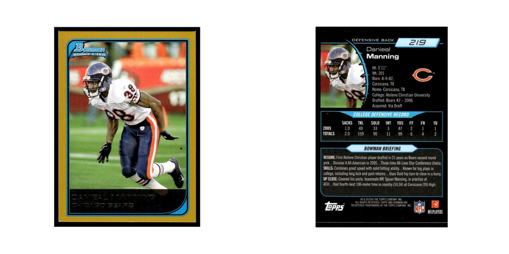 2006 Bowman Gold Danieal Manning RC Bears #219