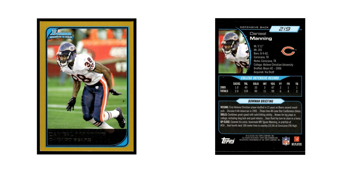 2006 Bowman Gold Danieal Manning RC Bears #219
