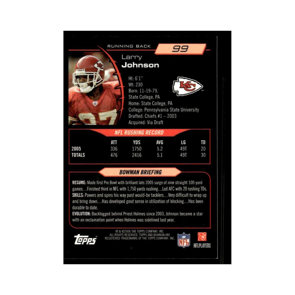 2006 Bowman Gold Larry Johnson Chiefs #99