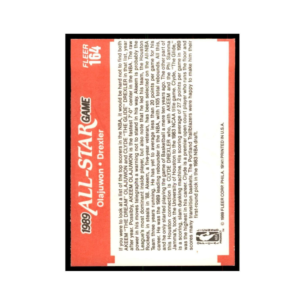 1989 Fleer Akeem Olajuwon/Clyde Drexler Basketball Cards #164