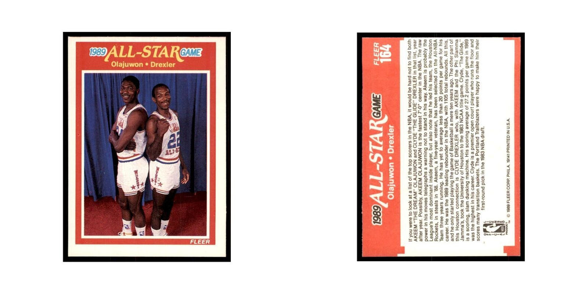 1989 Fleer Akeem Olajuwon/Clyde Drexler Basketball Cards #164