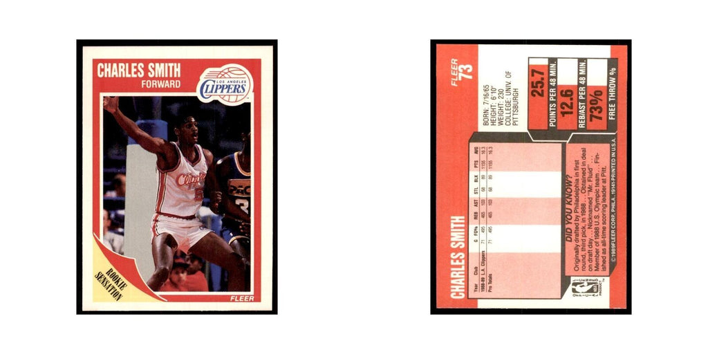 1989 Fleer Charles Smith Basketball Cards #73