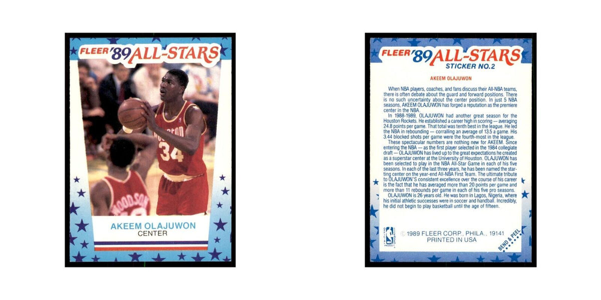 1989 Fleer Akeem Olajuwon Basketball Cards #2