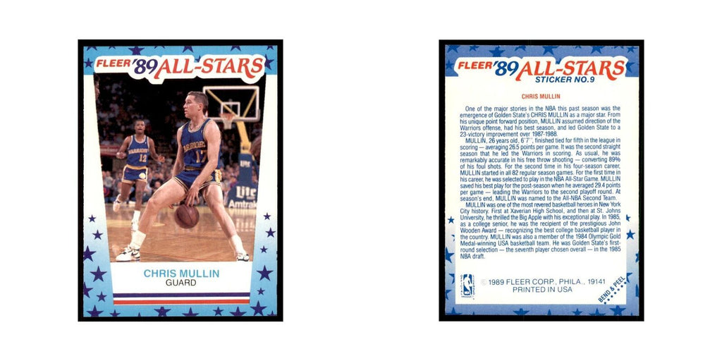1989 Fleer Chris Mullin Basketball Cards #9