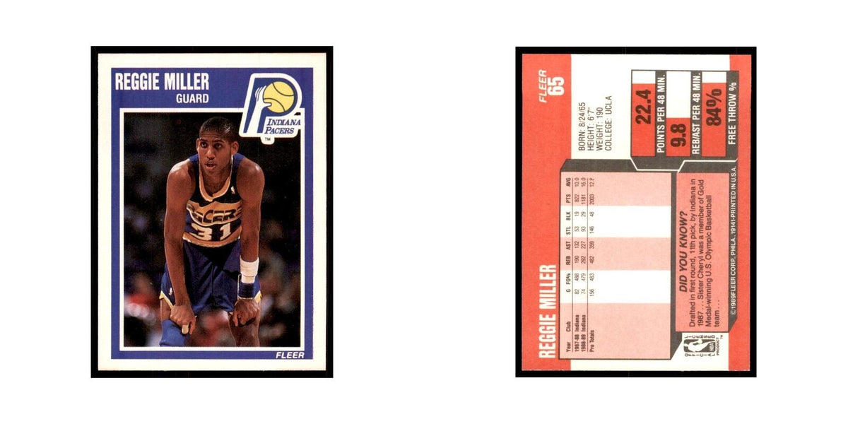 1989 Fleer Reggie Miller Basketball Cards #65