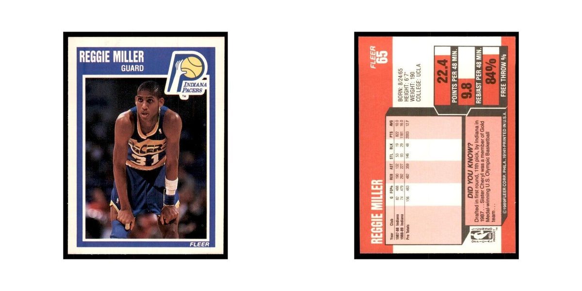 1989 Fleer Reggie Miller Basketball Cards #65