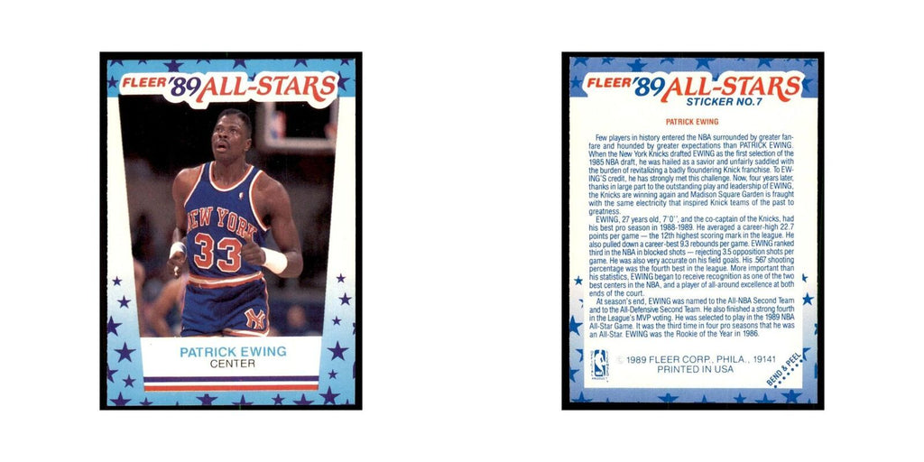 1989 Fleer Patrick Ewing Basketball Cards #7
