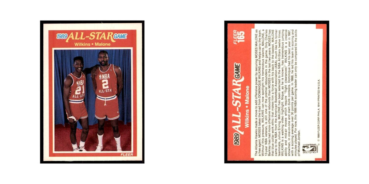 1989 Fleer Dominique Wilkins/Moses Malone Basketball Cards #165