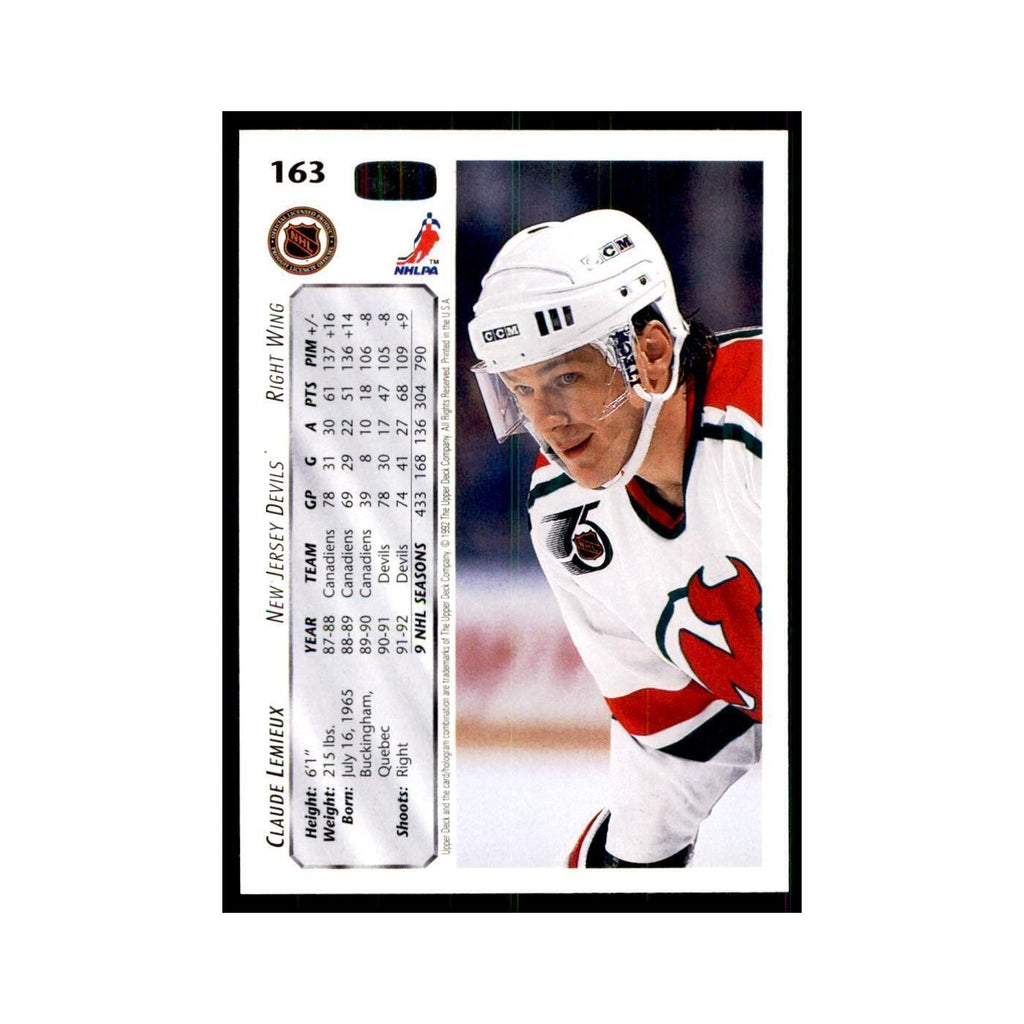 1992 Upper Deck Claude Lemieux Hockey Cards #163