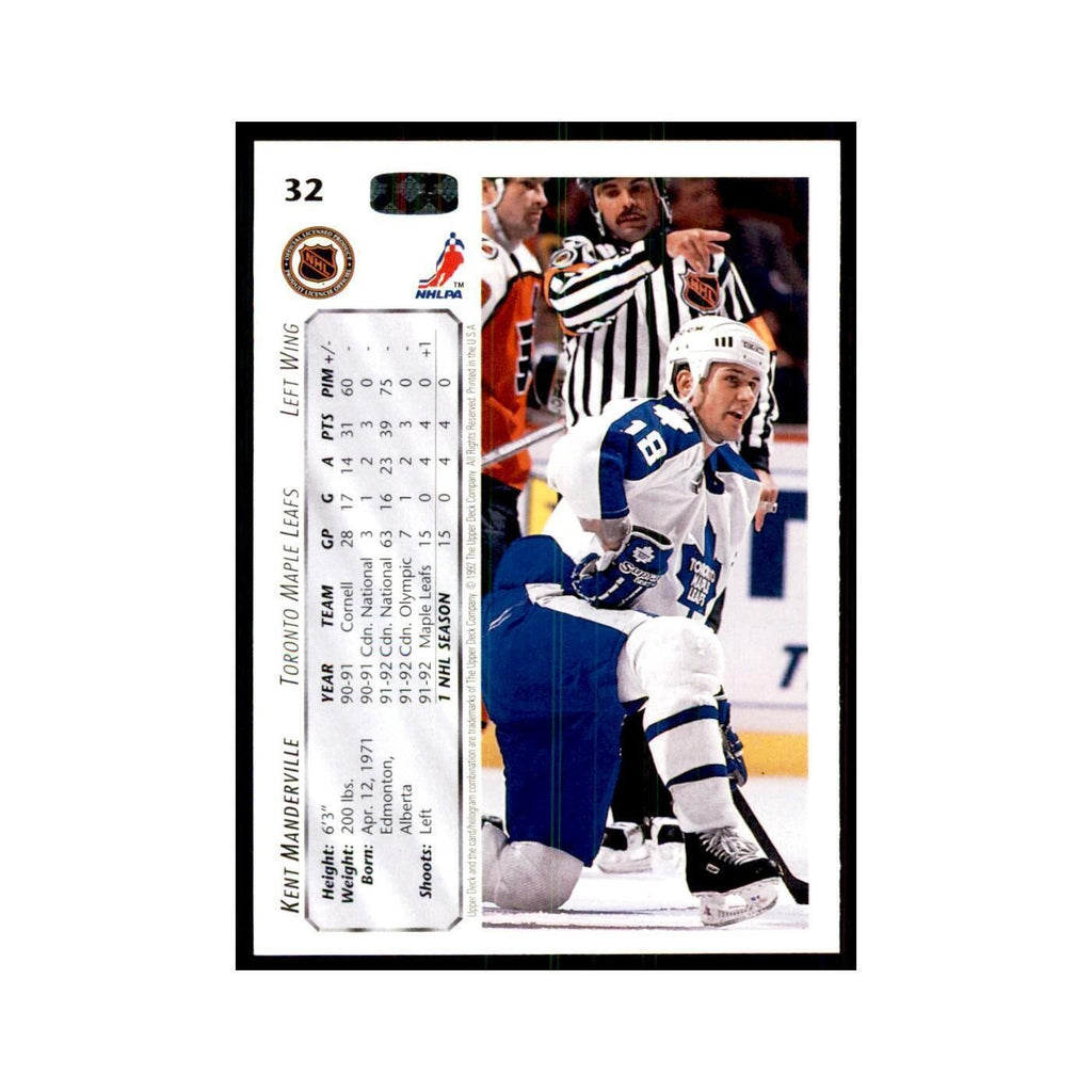 1992 Upper Deck Kent Manderville Hockey Cards #32