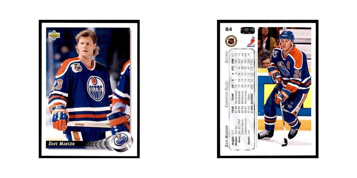 1992 Upper Deck Dave Manson Hockey Cards #84