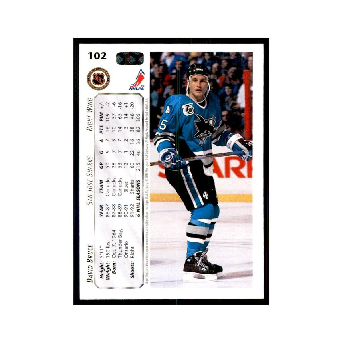 1992 Upper Deck David Bruce Hockey Cards #102