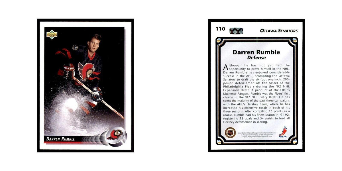 1992 Upper Deck Darren Rumble Hockey Cards #110
