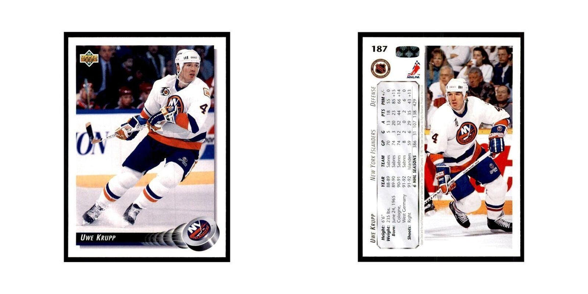 1992 Upper Deck Uwe Krupp Hockey Cards #187
