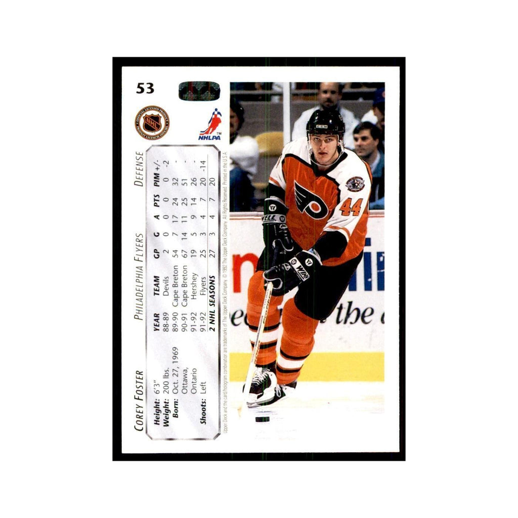1992 Upper Deck Corey Foster Hockey Cards #53