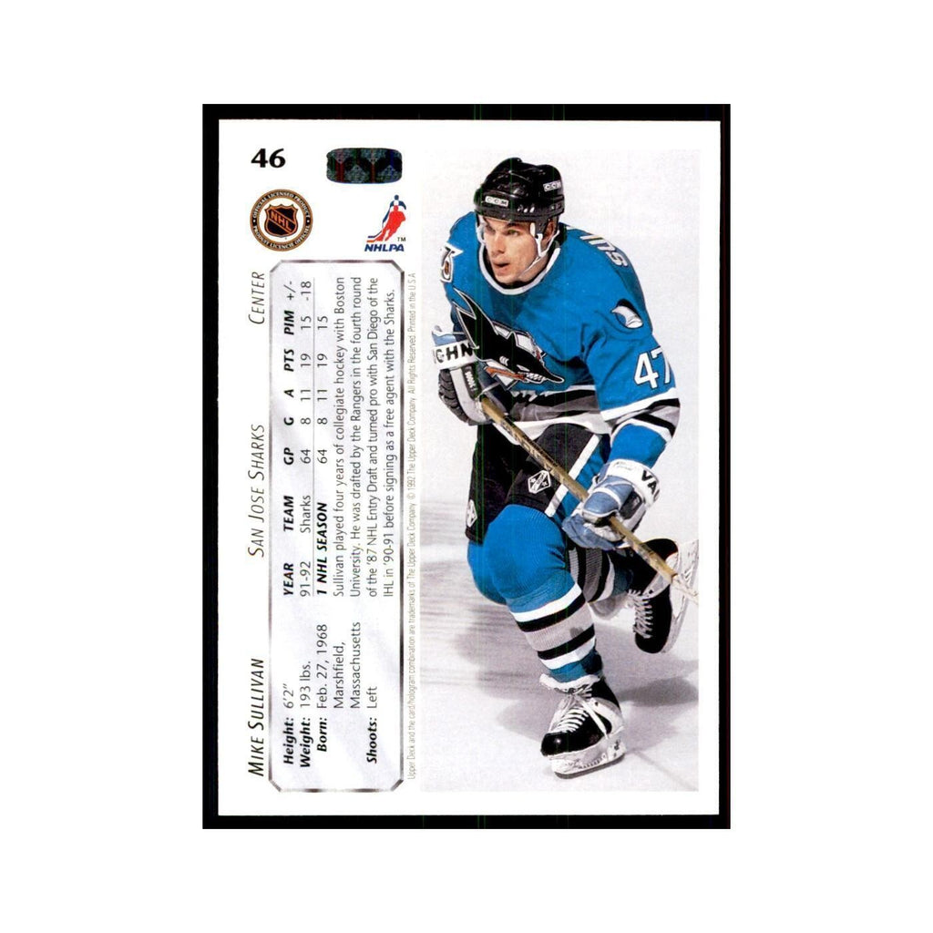 1992 Upper Deck Mike Sullivan Hockey Cards #46