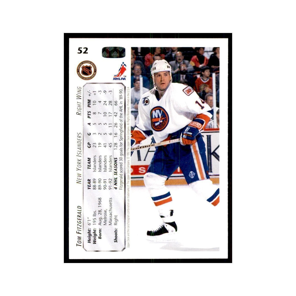 1992 Upper Deck Tom Fitzgerald Hockey Cards #52