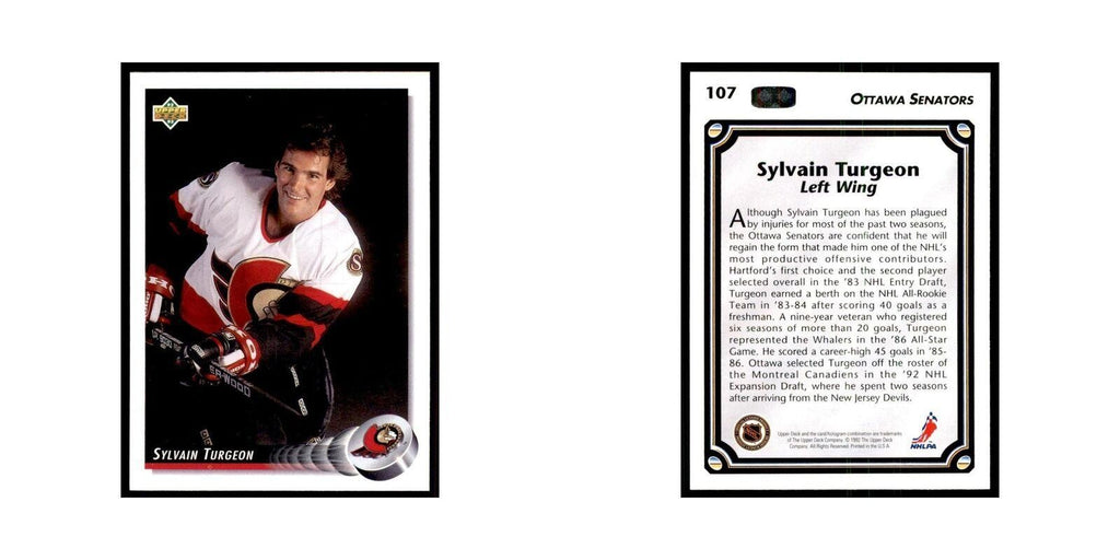 1992 Upper Deck Sylvain Turgeon Hockey Cards #107