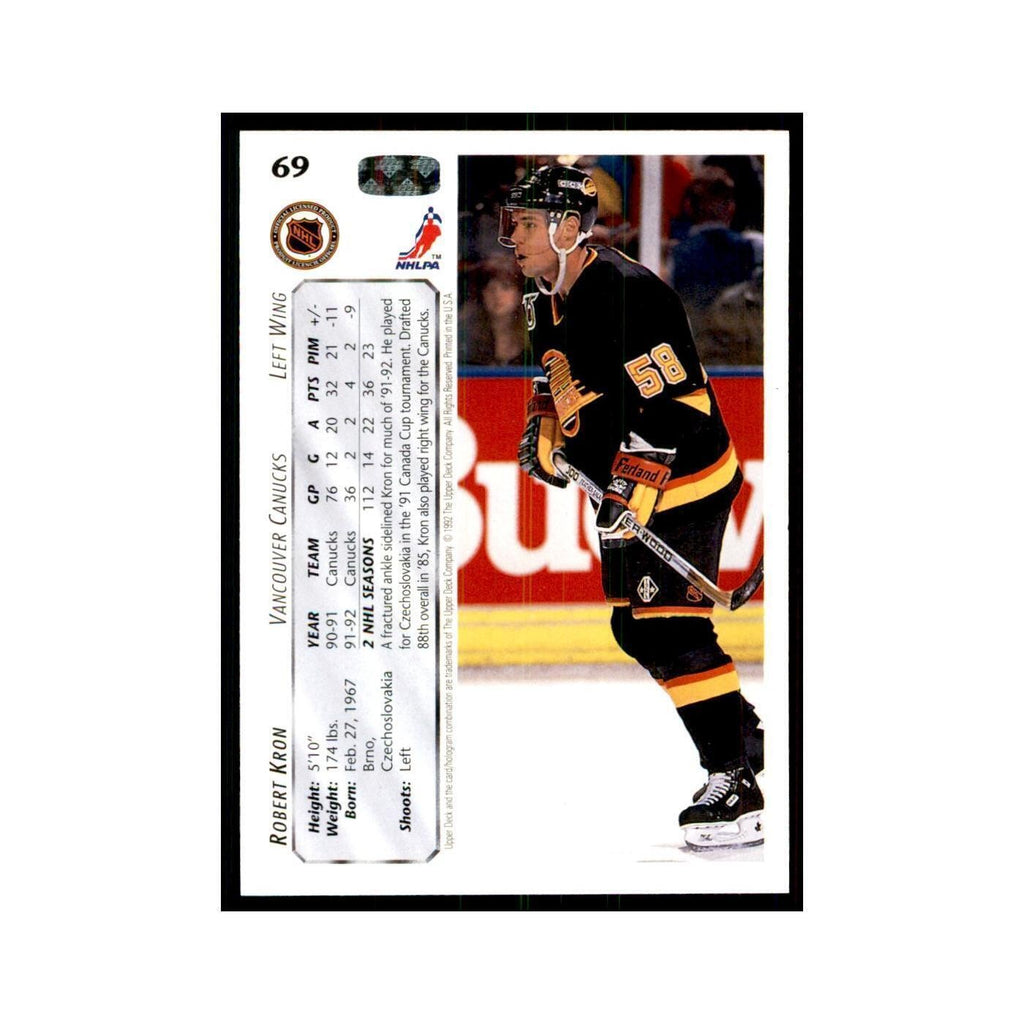 1992 Upper Deck Robert Kron Hockey Cards #69