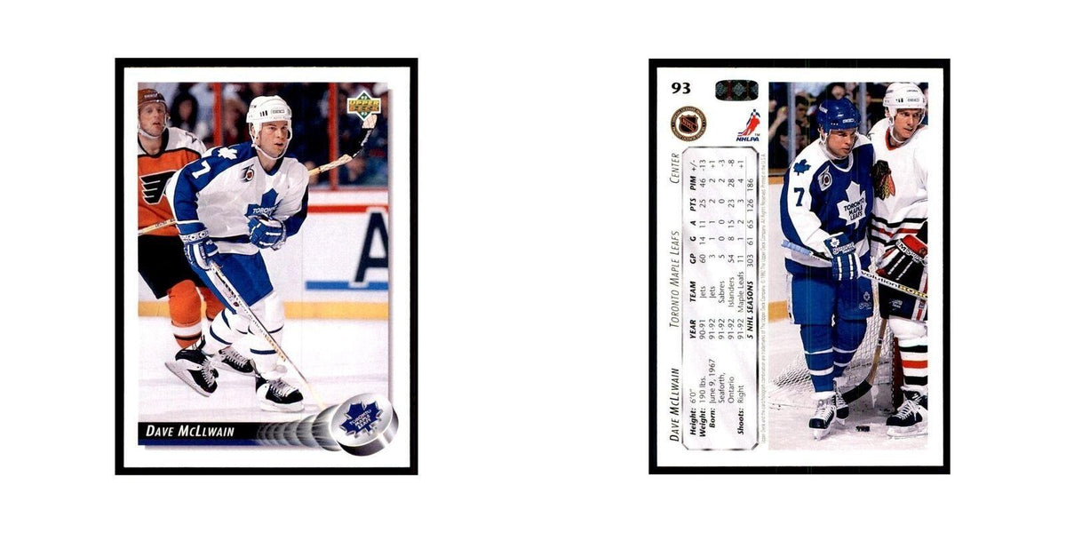 1992 Upper Deck Dave McLlwain Hockey Cards #93
