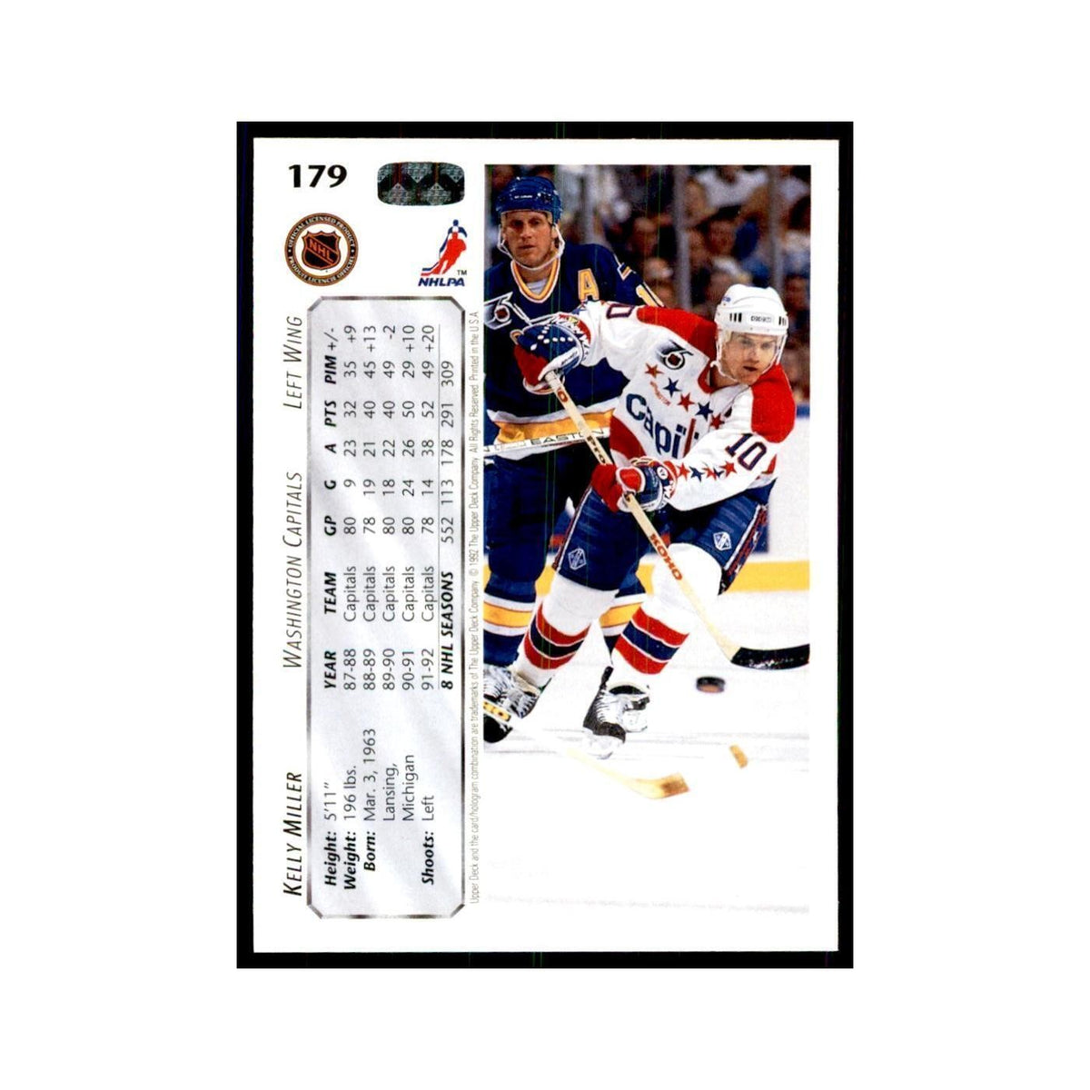 1992 Upper Deck Kelly Miller Hockey Cards #179