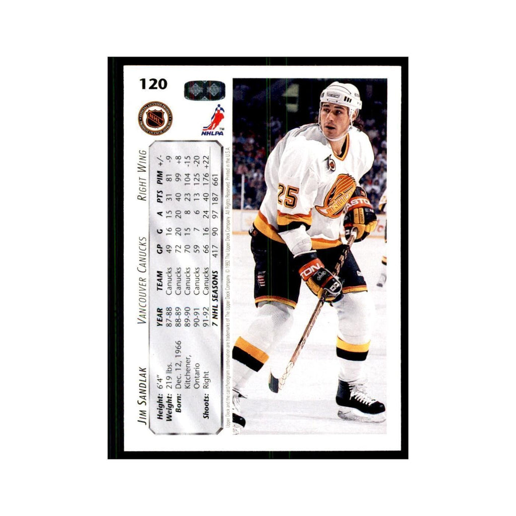 1992 Upper Deck Jim Sandlak Hockey Cards #120