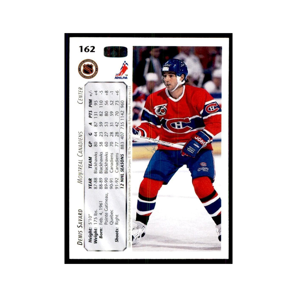 1992 Upper Deck Denis Savard Hockey Cards #162