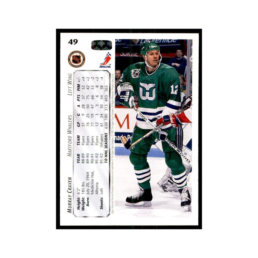1992 Upper Deck Murray Craven Hockey Cards #49
