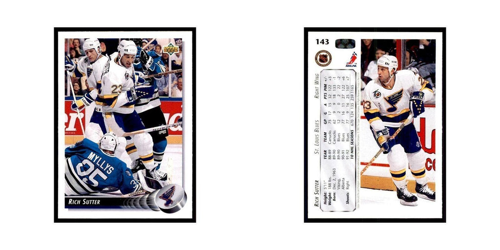 1992 Upper Deck Rich Sutter Hockey Cards #143