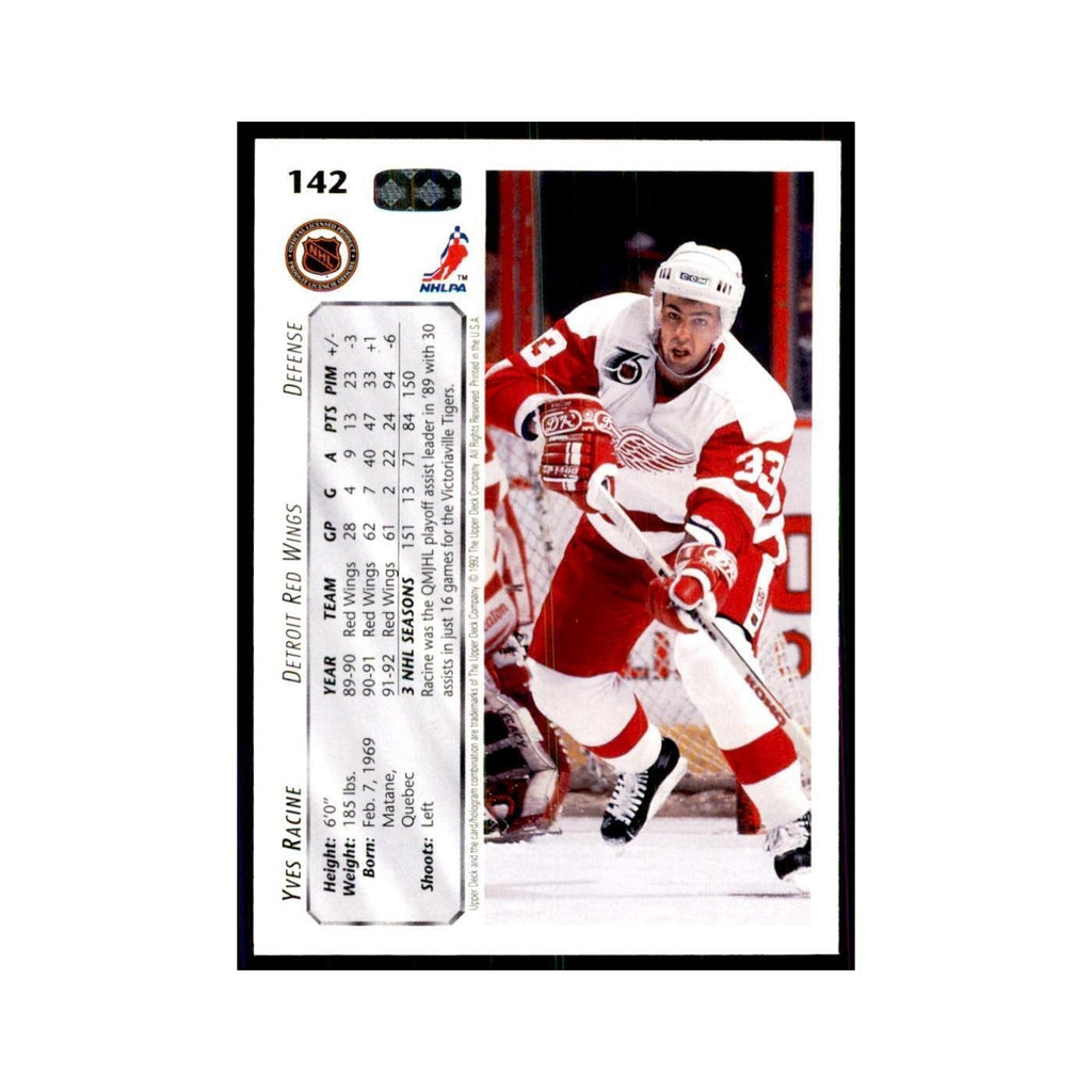 1992 Upper Deck Yves Racine Hockey Cards #142