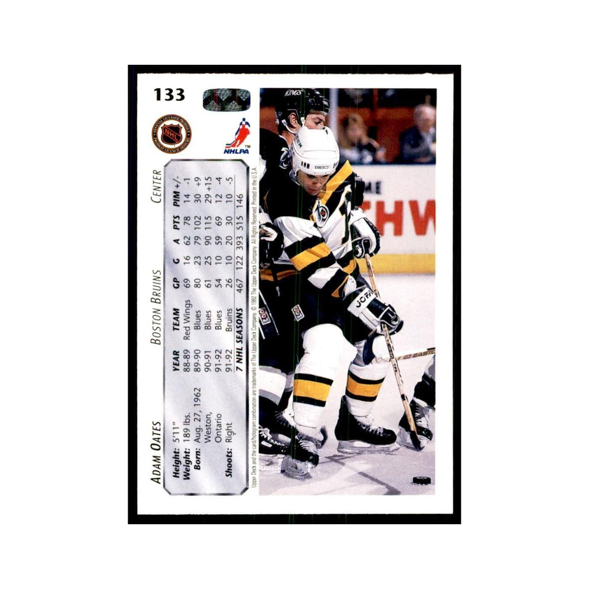 1992 Upper Deck Adam Oates Hockey Cards #133