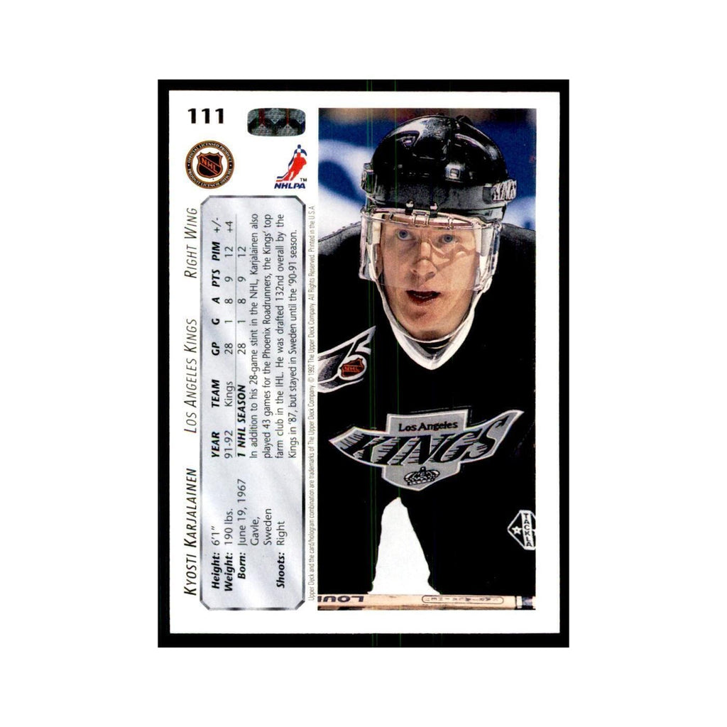 1992 Upper Deck Kyosti Karjalainen Hockey Cards #111