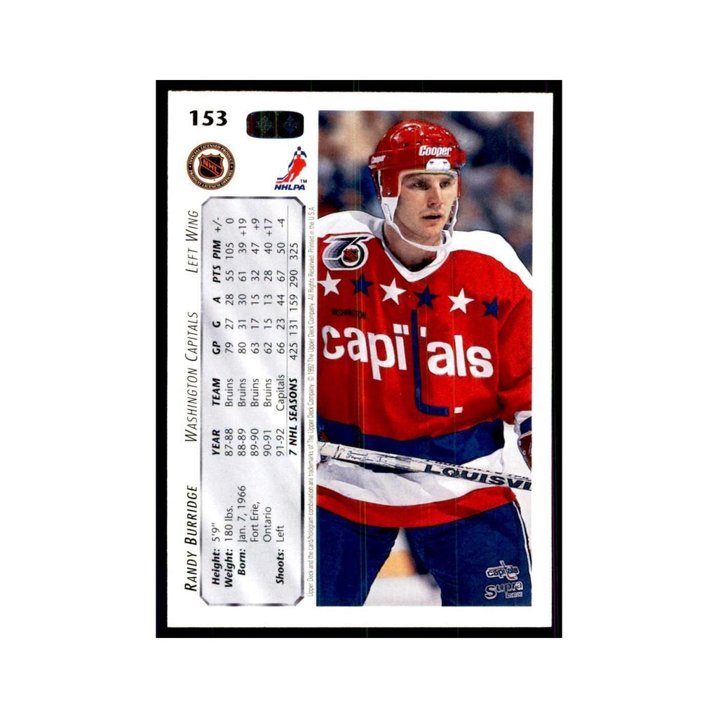 1992 Upper Deck Randy Burridge Hockey Cards #153