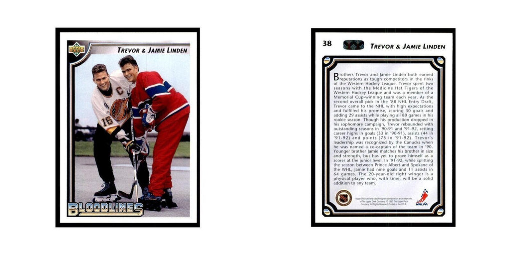 1992 Upper Deck Trevor Linden/Jamie Linden Hockey Cards #38